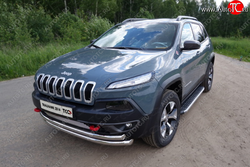 24 999 р. Защита переднего бампера (Trailhawk, двойная 60,3/60,3 мм) ТСС Тюнинг Jeep Cherokee KL дорестайлинг (2014-2017) (нержавейка)  с доставкой в г. Екатеринбург