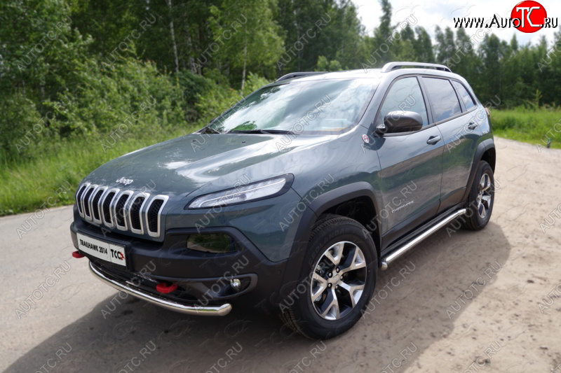 17 649 р. Защита переднего бампера (Trailhawk, d60,3 мм) ТСС Тюнинг  Jeep Cherokee  KL (2014-2017) дорестайлинг (нержавейка)  с доставкой в г. Екатеринбург