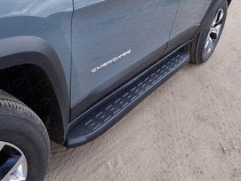 Пороги алюминиевые с пластиковой накладкой (Trailhawk) ТСС Тюнинг Jeep (Джип) Cherokee (Чироки)  KL (2014-2017) KL дорестайлинг