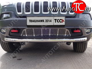 36 299 р. Защита переднего бампера (Trailhawk, 60,3 мм ДХО) ТСС Тюнинг Jeep Cherokee KL дорестайлинг (2014-2017) (нержавейка)  с доставкой в г. Екатеринбург