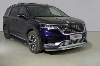 20 499 р. Защита переднего бампера нижняя d42,4 мм ТСС Тюнинг  KIA Carnival  KA4 (2020-2023) минивэн дорестайлинг (нержавейка)  с доставкой в г. Екатеринбург. Увеличить фотографию 1