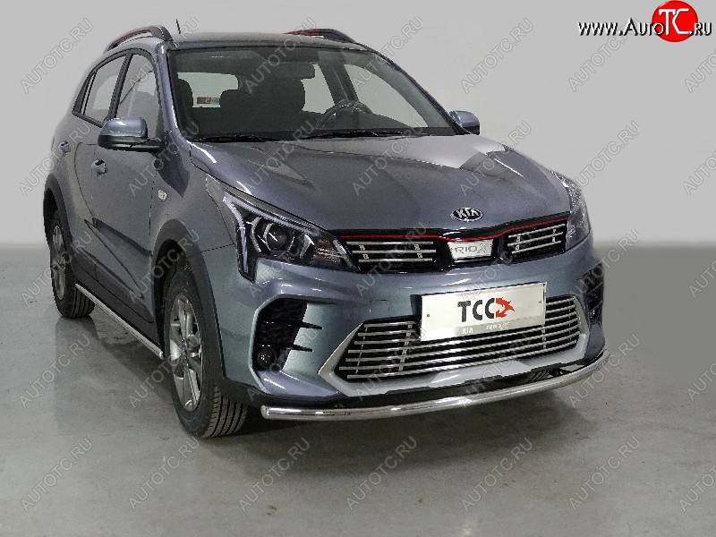 12 599 р. Защита передняя нижняя длинная 42,4 мм ТСС Тюнинг KIA Rio X рестайлинг (2020-2025) (нержавейка)  с доставкой в г. Екатеринбург