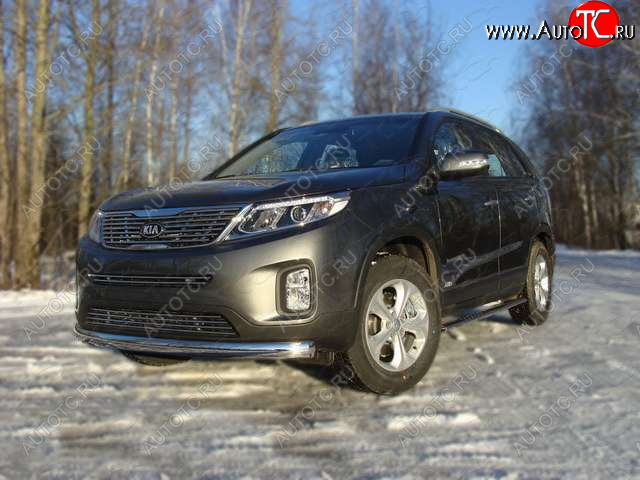 21 899 р. Защита переднего бампера овальная 75х42 мм ТСС тюнинг KIA Sorento UM/Prime рестайлинг (2018-2020) (нержавейка)  с доставкой в г. Екатеринбург