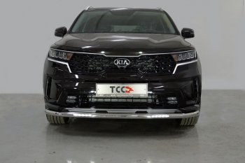 37 649 р. Защита переднего бампера нижняя с ДХО 60,3 мм ТСС Тюнинг KIA Sorento MQ4 (2020-2022) (нержавейка)  с доставкой в г. Екатеринбург. Увеличить фотографию 1