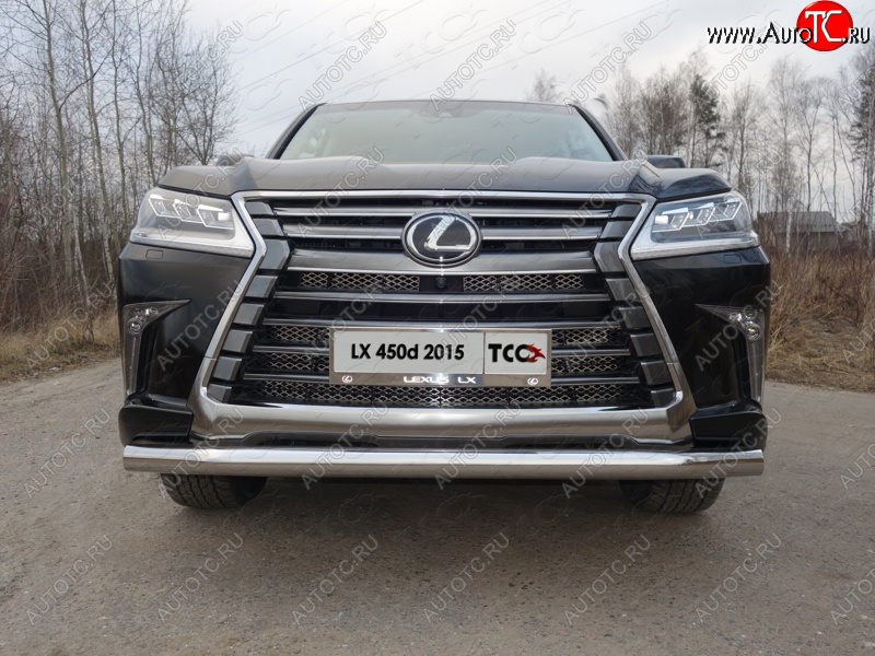 26 699 р. Защита переднего бампера нижняя 76,1 мм ТСС Тюнинг Lexus LX570 J200 2-ой рестайлинг (2015-2022) (нержавейка)  с доставкой в г. Екатеринбург