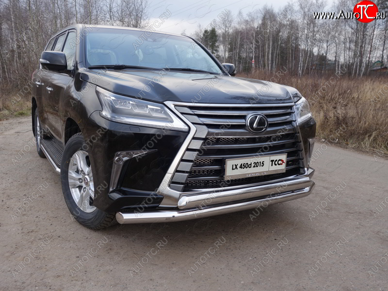 37 649 р. Защита передняя нижняя двойная 76,1*75 мм кроме F-Sport Тюнинг Lexus LX570 J200 2-ой рестайлинг (2015-2022) (нержавейка)  с доставкой в г. Екатеринбург