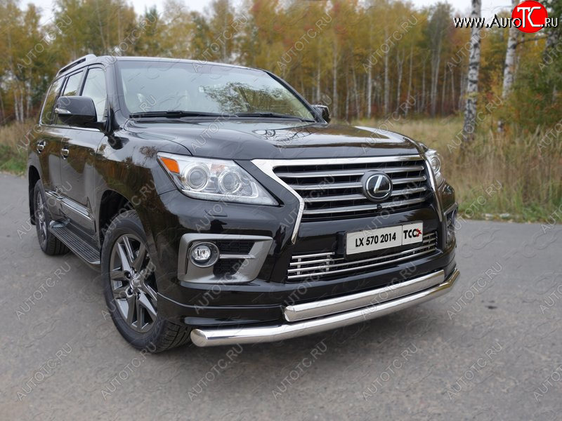 38 949 р. Защита передняя нижняя двойная 76,1*75 мм Sport Тюнинг Lexus LX570 J200 1-ый рестайлинг (2012-2015) (нержавейка)  с доставкой в г. Екатеринбург