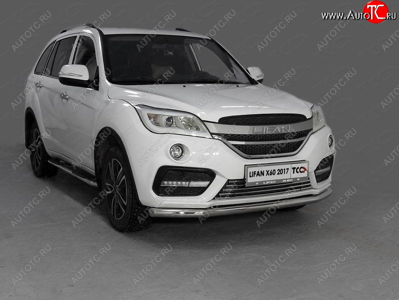 16 549 р. Защита переднего бампера нижняя d60,3 мм ТСС Тюнинг Lifan X60 2-ой рестайлинг (2016-2024) (нержавейка)  с доставкой в г. Екатеринбург