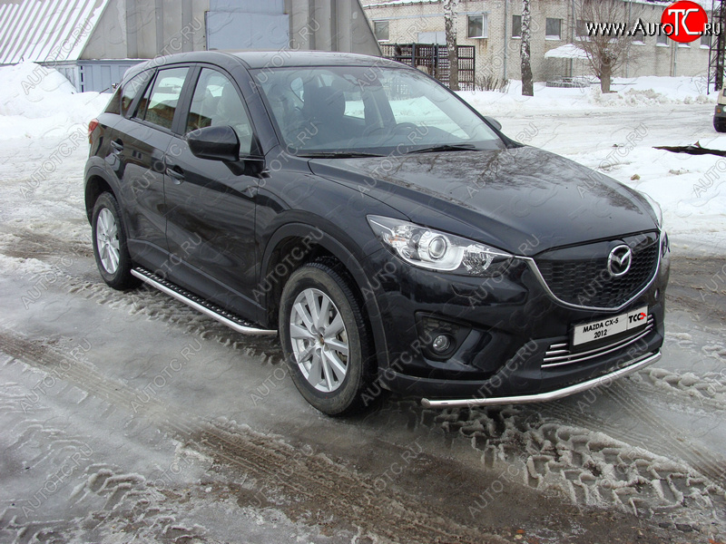 14 999 р. Защита переднего бампера нижняя d42,4 мм ТСС Тюнинг Mazda CX-5 KE дорестайлинг (2011-2014) (нержавейка)  с доставкой в г. Екатеринбург