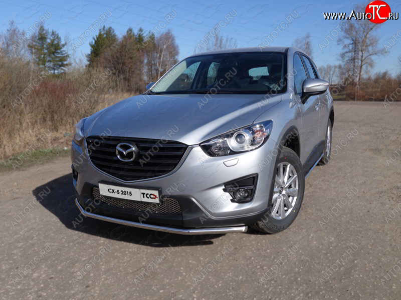 14 999 р. Защита переднего бампера нижняя d42,4 мм ТСС Тюнинг  Mazda CX-5  KE (2015-2017) рестайлинг (нержавейка)  с доставкой в г. Екатеринбург