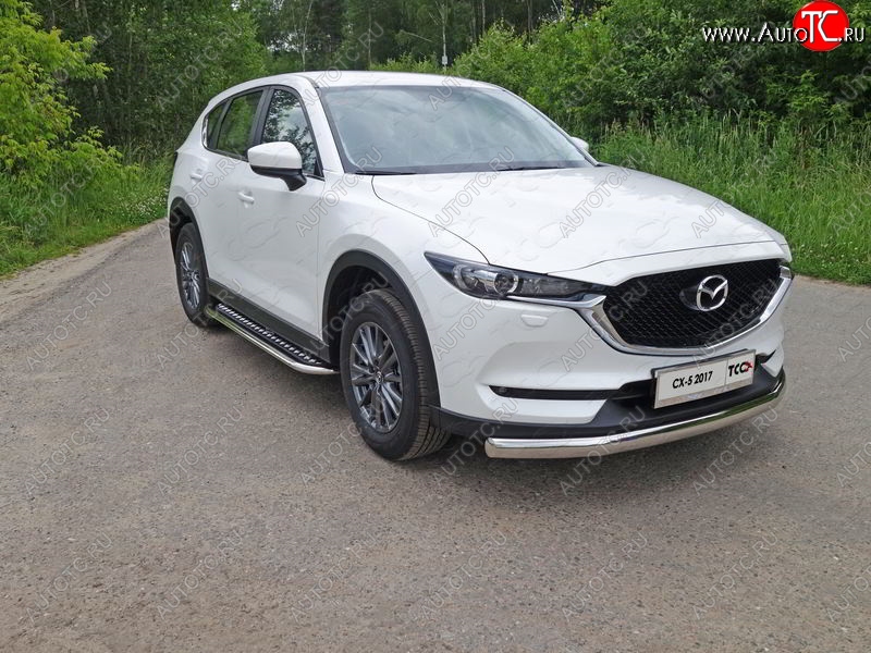 45 999 р. Пороги с площадкой 75х42 мм ТСС Тюнинг Mazda CX-5 KF (2016-2024) (серые)  с доставкой в г. Екатеринбург