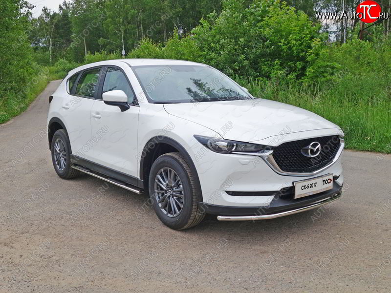 14 999 р. Защита переднего бампера нижняя d42,4 мм ТСС Тюнинг Mazda CX-5 KF (2016-2024) (нержавейка)  с доставкой в г. Екатеринбург