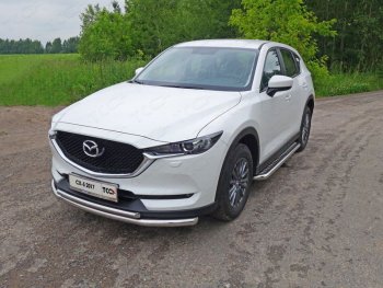 Защита переднего бампера нижняя двойная 60,3*42,4 мм ТСС Тюнинг Mazda CX-5 KF (2016-2025) ()