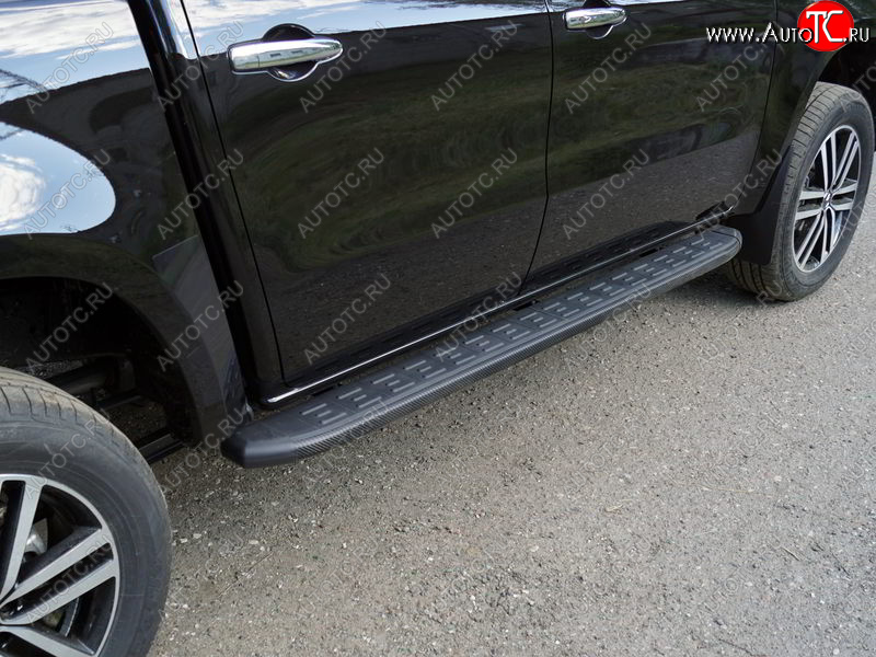 21 349 р. Пороги алюминиевые с пластиковой накладкой ТСС Тюнинг  Mercedes-Benz X class  W470 (2017-2020) (карбон черные)  с доставкой в г. Екатеринбург