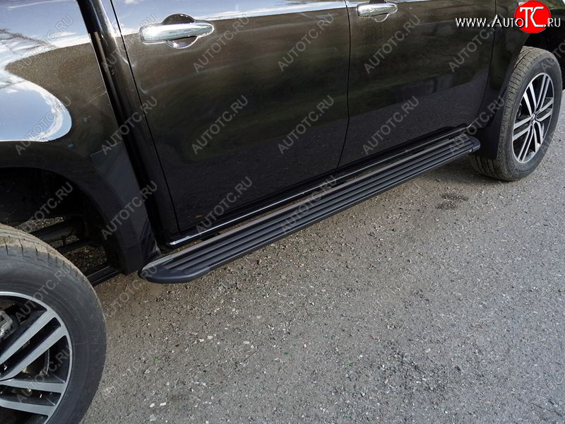 21 349 р. Пороги алюминиевые Slim Line ТСС Тюнинг  Mercedes-Benz X class  W470 (2017-2020) (Black)  с доставкой в г. Екатеринбург