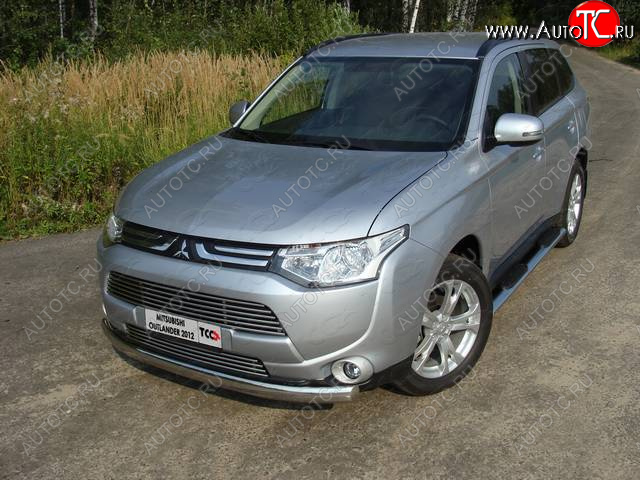 21 899 р. Защита переднего бампера нижняя овальная 75*42 мм ТСС Тюнинг Mitsubishi Outlander GF дорестайлинг (2012-2014) (нержавейка)  с доставкой в г. Екатеринбург