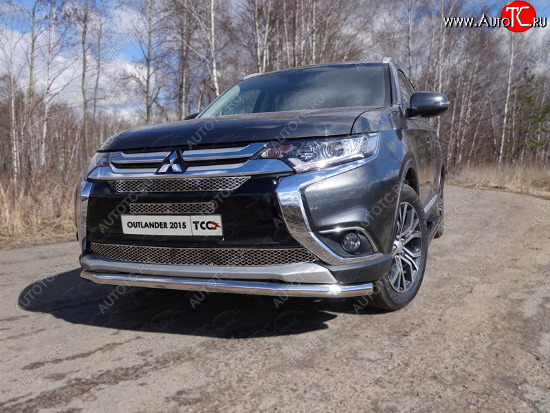 22 599 р.  Защита передняя нижняя длинная 60,3 мм ТСС Тюнинг  Mitsubishi Outlander  GF (2015-2018) 2-ой рестайлинг (нержавейка)  с доставкой в г. Екатеринбург