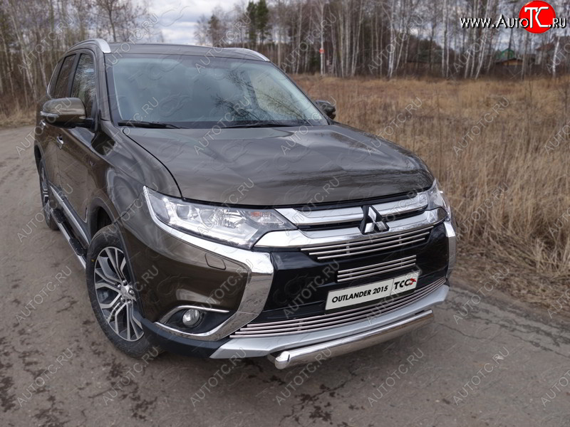 21 899 р. Защита переднего бампера нижняя овальная 75*42 мм ТСС Тюнинг Mitsubishi Outlander GF 2-ой рестайлинг (2015-2018) (нержавейка)  с доставкой в г. Екатеринбург