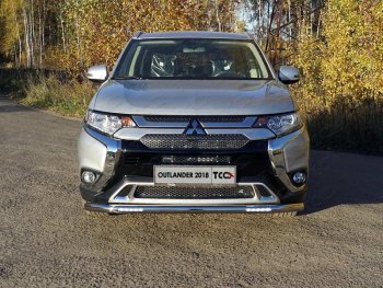 32 999 р. Защита переднего бампера нижняя с ДХО 60,3 мм ТСС Тюнинг Mitsubishi Outlander GF 3-ий рестайлинг (2018-2022) (нержавейка)  с доставкой в г. Екатеринбург. Увеличить фотографию 1