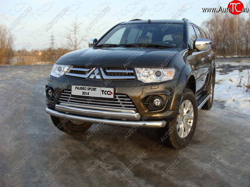 23 999 р. Защита передняя нижняя двойная 76,1*75 мм ТСС Тюнинг Mitsubishi Pajero Sport PB рестайлинг (2013-2017) (нержавейка)  с доставкой в г. Екатеринбург