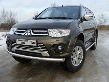 Защита переднего бампера нижняя 76,1 мм ТСС Тюнинг Mitsubishi (Митсубиси) Pajero Sport (Паджеро)  PB (2013-2017) PB рестайлинг  (нержавейка)