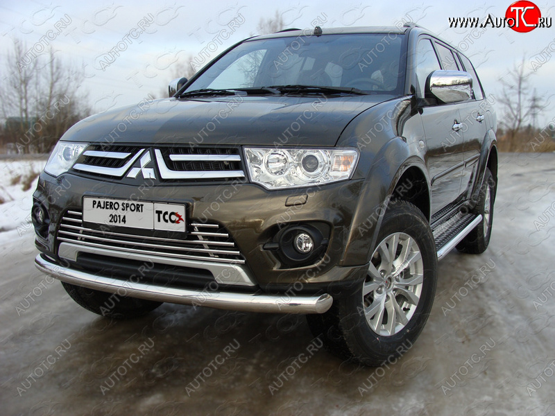 17 999 р. Защита переднего бампера нижняя 76,1 мм ТСС Тюнинг Mitsubishi Pajero Sport PB рестайлинг (2013-2017) (нержавейка)  с доставкой в г. Екатеринбург