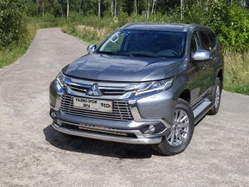 Защита переднего бампера нижняя d76,1 мм ТСС Тюнинг Mitsubishi (Митсубиси) Pajero Sport (Паджеро)  QE (2015-2021) QE дорестайлинг  (нержавейка)