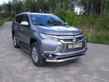 37 649 р. Защита переднего бампера нижняя с ДХО 76,1 мм ТСС Тюнинг  Mitsubishi Pajero Sport  QE (2015-2021) дорестайлинг (нержавейка)  с доставкой в г. Екатеринбург. Увеличить фотографию 1