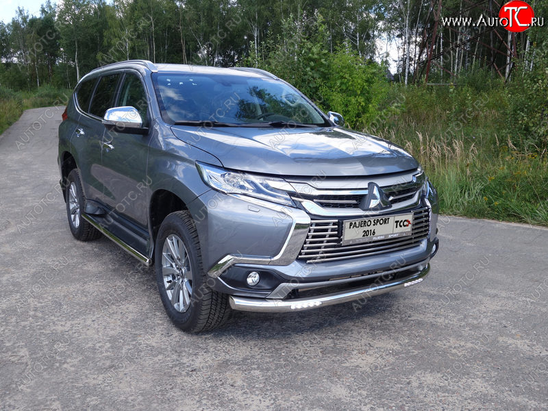 37 649 р. Защита переднего бампера нижняя с ДХО 76,1 мм ТСС Тюнинг  Mitsubishi Pajero Sport  QE (2015-2021) дорестайлинг (нержавейка)  с доставкой в г. Екатеринбург