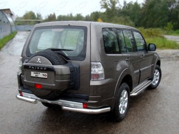 22 599 р. Защита задняя (уголки, нержавейка 76,1 мм) ТСС Тюнинг  Mitsubishi Pajero  4 V80 (2011-2014) 3 дв. 1-ый рестайлинг  с доставкой в г. Екатеринбург. Увеличить фотографию 1