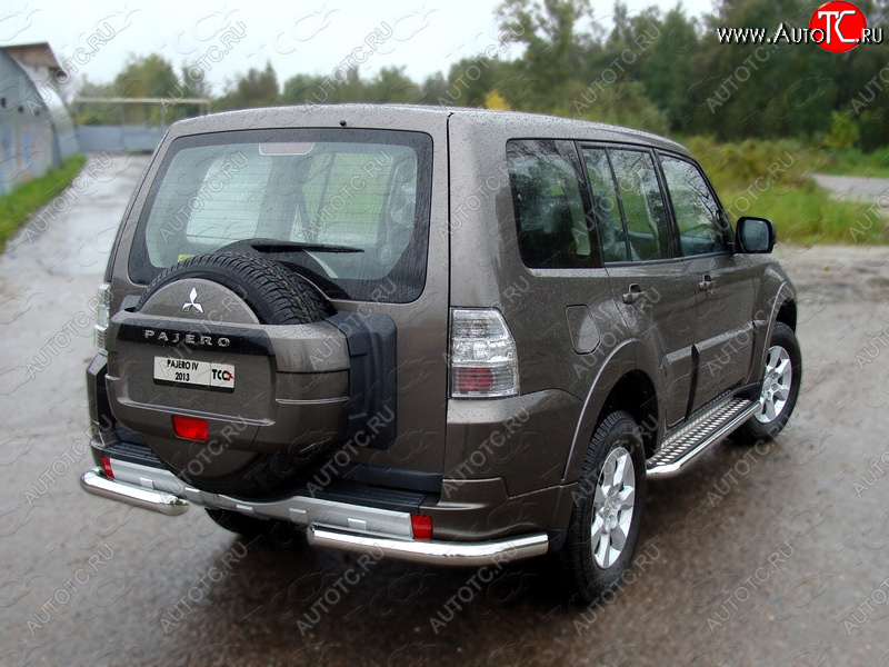 22 599 р. Защита задняя (уголки, нержавейка 76,1 мм) ТСС Тюнинг  Mitsubishi Pajero  4 V80 (2011-2014) 3 дв. 1-ый рестайлинг  с доставкой в г. Екатеринбург