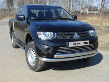 Защита передняя нижняя двойная 76*75 мм Long ТСС Тюнинг Mitsubishi L200 4  рестайлинг (2013-2016) ()