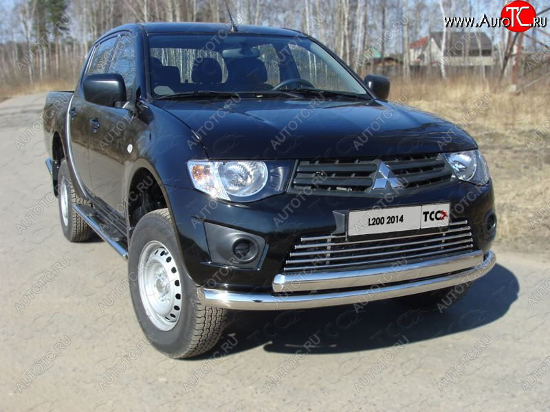 23 999 р. Защита передняя нижняя двойная 76*75 мм Long ТСС Тюнинг Mitsubishi L200 4  рестайлинг (2013-2016) (нержавейка)  с доставкой в г. Екатеринбург