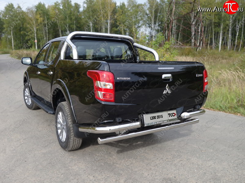 26 699 р. Защита задняя (уголки, нержавейка 76,1 мм) ТСС Тюнинг  Mitsubishi Pajero Sport  PB (2013-2017) рестайлинг  с доставкой в г. Екатеринбург