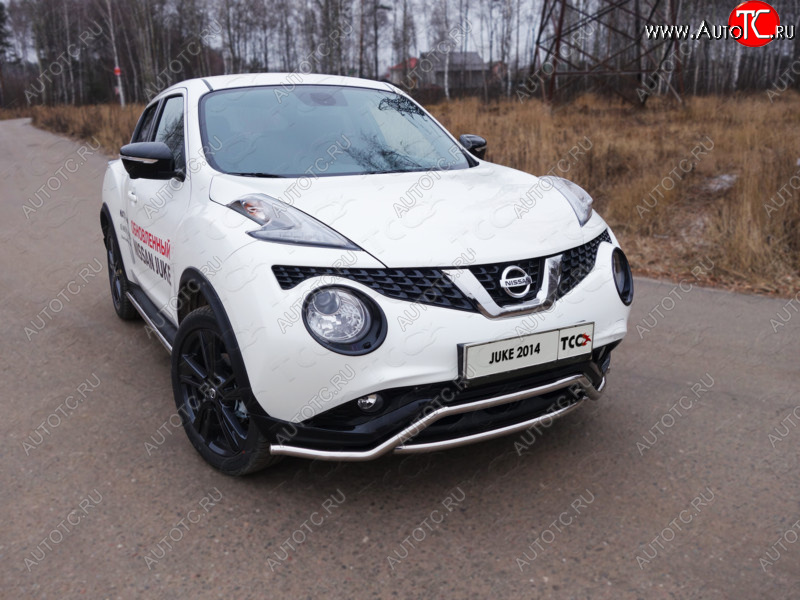 14 999 р. Защита переднего бампера кенгурин 42,4 мм ТСС Тюнинг Nissan Juke 1 YF15 рестайлинг (2014-2020) (нержавейка)  с доставкой в г. Екатеринбург