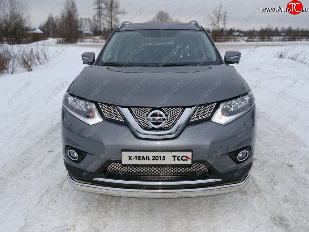 24 999 р. Защита переднего бампера нижняя овальная 75х42 мм ТСС Тюнинг Nissan X-trail 3 T32 дорестайлинг (2013-2018) (нержавейка)  с доставкой в г. Екатеринбург