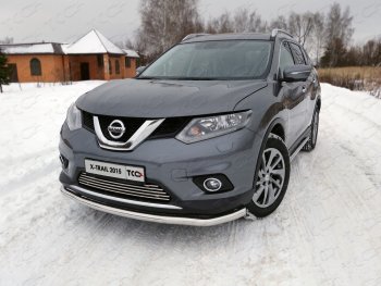 20 599 р. Защита передняя нижняя длинная 60,3 мм ТСС Тюнинг  Nissan X-trail  3 T32 (2013-2018) дорестайлинг (нержавейка)  с доставкой в г. Екатеринбург. Увеличить фотографию 1