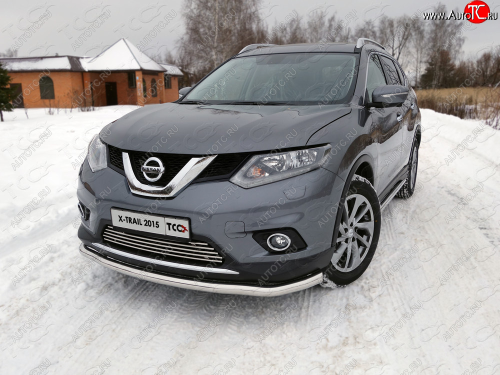 20 599 р. Защита передняя нижняя длинная 60,3 мм ТСС Тюнинг  Nissan X-trail  3 T32 (2013-2018) дорестайлинг (нержавейка)  с доставкой в г. Екатеринбург