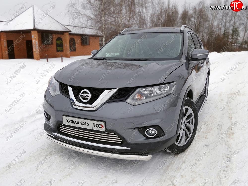 15 549 р. Защита передняя нижняя короткая 60,3 мм ТСС Тюнинг Nissan X-trail 3 T32 дорестайлинг (2013-2018) (нержавейка)  с доставкой в г. Екатеринбург