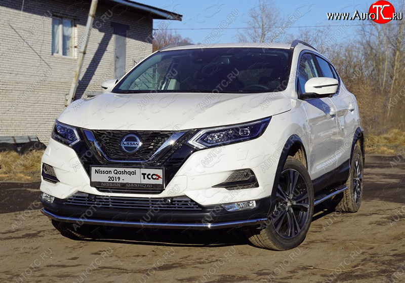 18 399 р. Защита переднего бампера нижняя 42,4 мм ТСС Тюнинг Nissan Qashqai 2 J11 рестайлинг (2017-2022) (нержавейка)  с доставкой в г. Екатеринбург