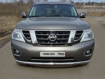 Защита переднего бампера нижняя 76,1 мм ТСС тюнинг Nissan Patrol 6 Y62 рестайлинг (2014-2017) ()