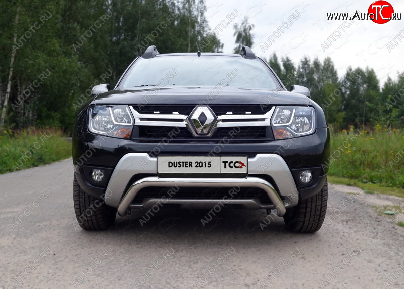 16 549 р. Защита переднего бампера кенгурин 60,3 мм ТСС Тюнинг Renault Duster HS рестайлинг (2015-2021) (нержавейка)  с доставкой в г. Екатеринбург