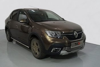 Защита порогов труба d42,4 мм ТСС Тюнинг Renault Logan Stepway (2018-2024)  (серые)