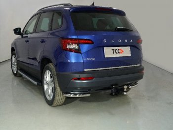 Защита заднего бампера (уголки, d42,4 мм) TCC Skoda (Шкода) Karoq (Карог)  NU7 (2020-2024) NU7 рестайлинг