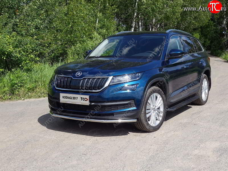 16 899 р. Защита переднего бампера нижняя d42,4 мм ТСС Тюнинг Skoda Kodiaq NU7 дорестайлинг (2017-2021) (нержавейка)  с доставкой в г. Екатеринбург