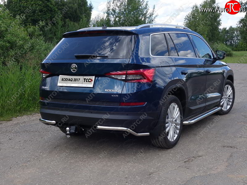 13 249 р. Защита заднего бампера (уголки, d42,4 мм) TCC Skoda Kodiaq NU7 дорестайлинг (2017-2021)  с доставкой в г. Екатеринбург