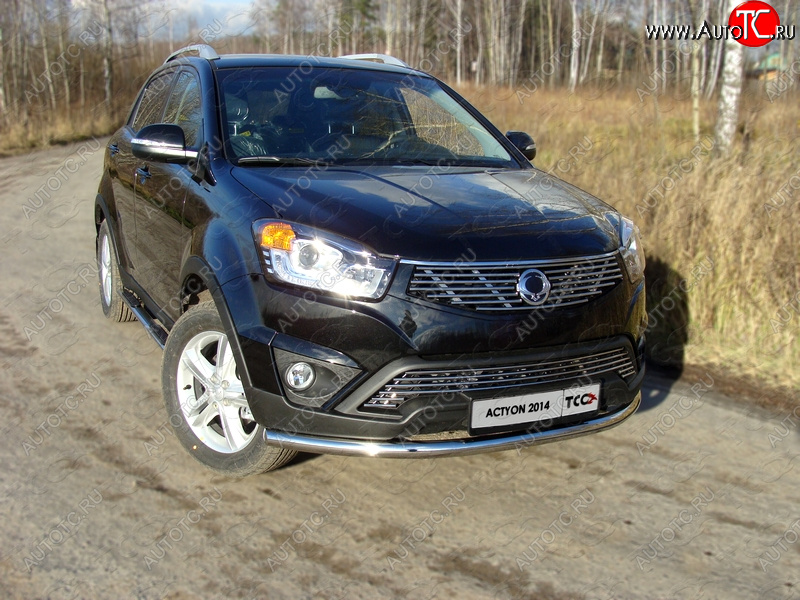 19 549 р. Защита переднего бампера нижняя d60,3 мм ТСС Тюнинг  SSANGYONG Actyon (2013-2021) рестайлинг (нержавейка)  с доставкой в г. Екатеринбург