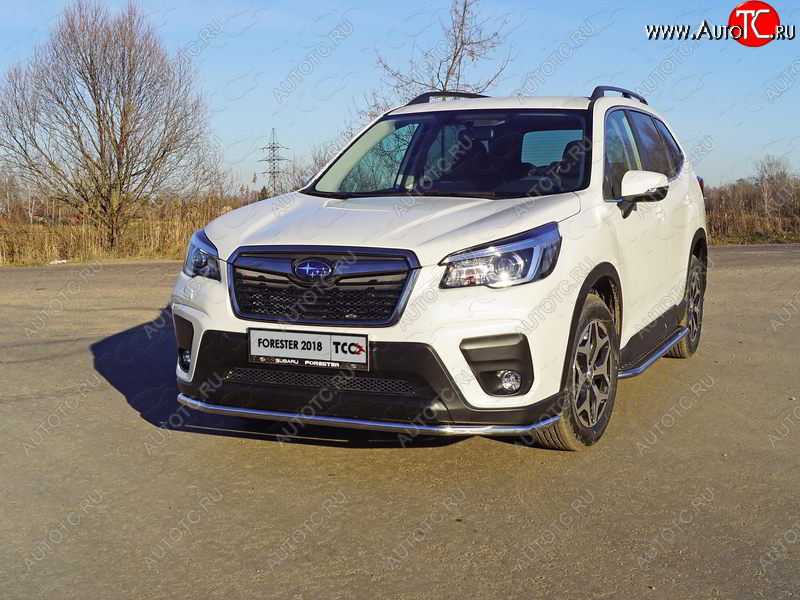 20 999 р. Защита переднего бампера нижняя d42,4 мм ТСС Тюнинг  Subaru Forester  SK/S14 (2018-2021) дорестайлинг (нержавейка)  с доставкой в г. Екатеринбург