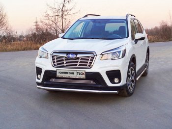 22 599 р. Защита переднего бампера нижняя d60,3 мм ТСС Тюнинг  Subaru Forester  SK/S14 (2018-2021) дорестайлинг (нержавейка)  с доставкой в г. Екатеринбург. Увеличить фотографию 1