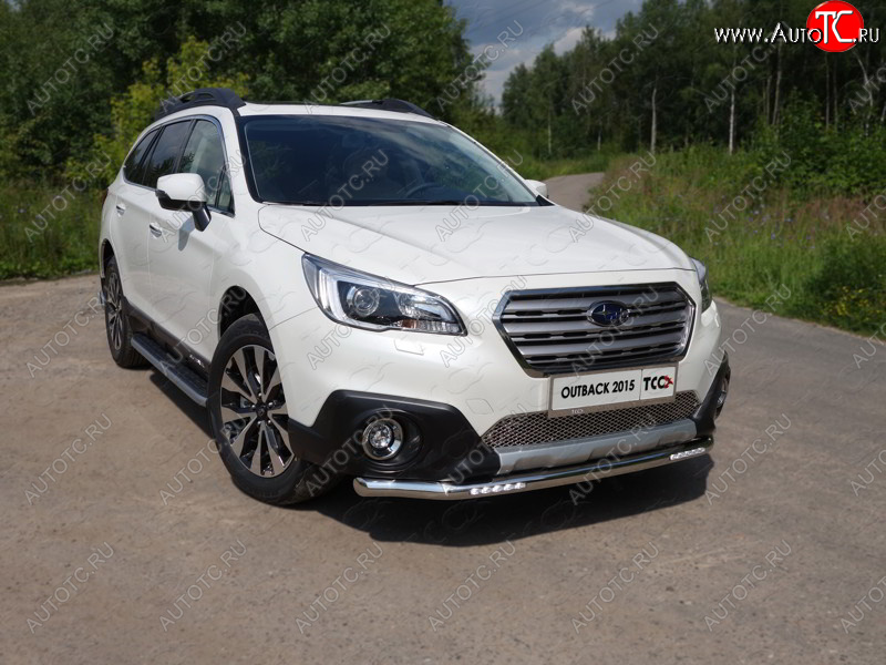 38 999 р. Защита переднего бампера нижняя с ДХО 60,3 мм ТСС Тюнинг  Subaru Outback  BS/B15 (2014-2018) дорестайлинг универсал (нержавейка)  с доставкой в г. Екатеринбург